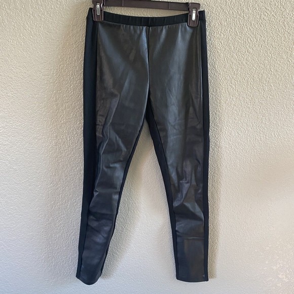Drew Faux Leather Pants Leggings Combo Black Skinny Chic Modern party small - Picture 3 of 10